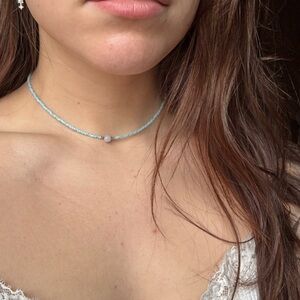 Elegant Blue Beaded Choker Necklace